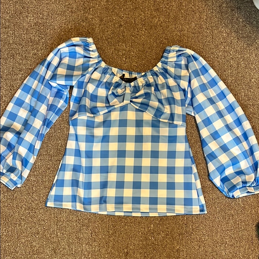 PUG Brigitte top in blue gingham